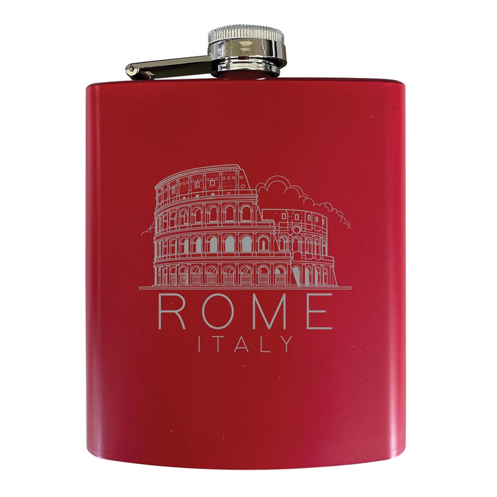 Rome Italy Souvenir 7 oz Engraved Steel Flask Matte Finish Image 2