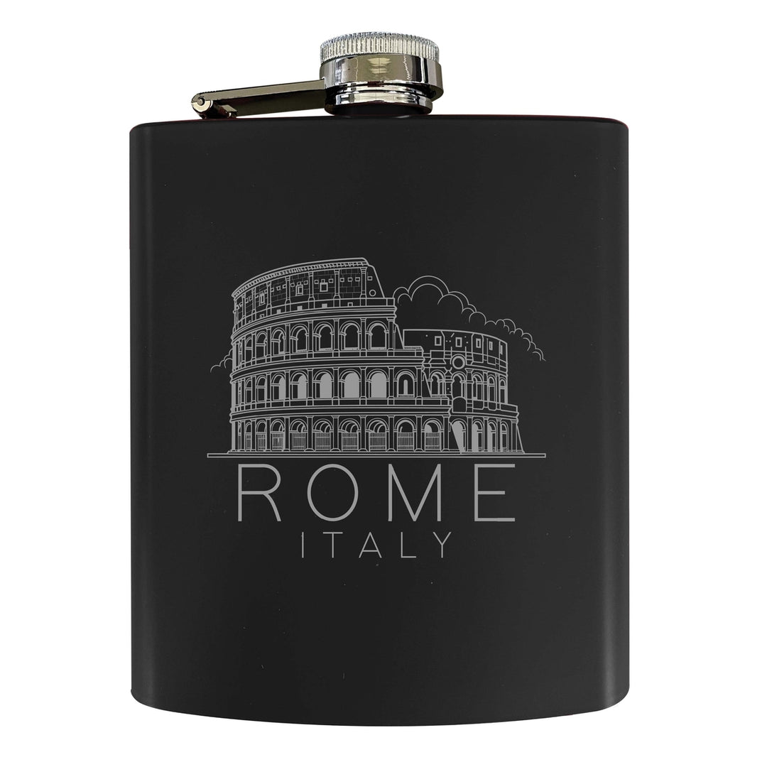 Rome Italy Souvenir 7 oz Engraved Steel Flask Matte Finish Image 4