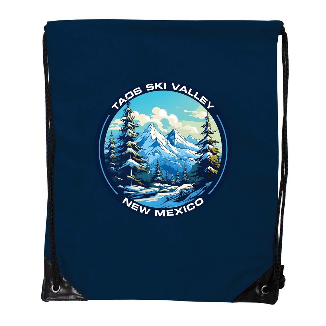 Taos Ski Valley Design A Souvenir Cinch Bag with Drawstring Backpack Image 1