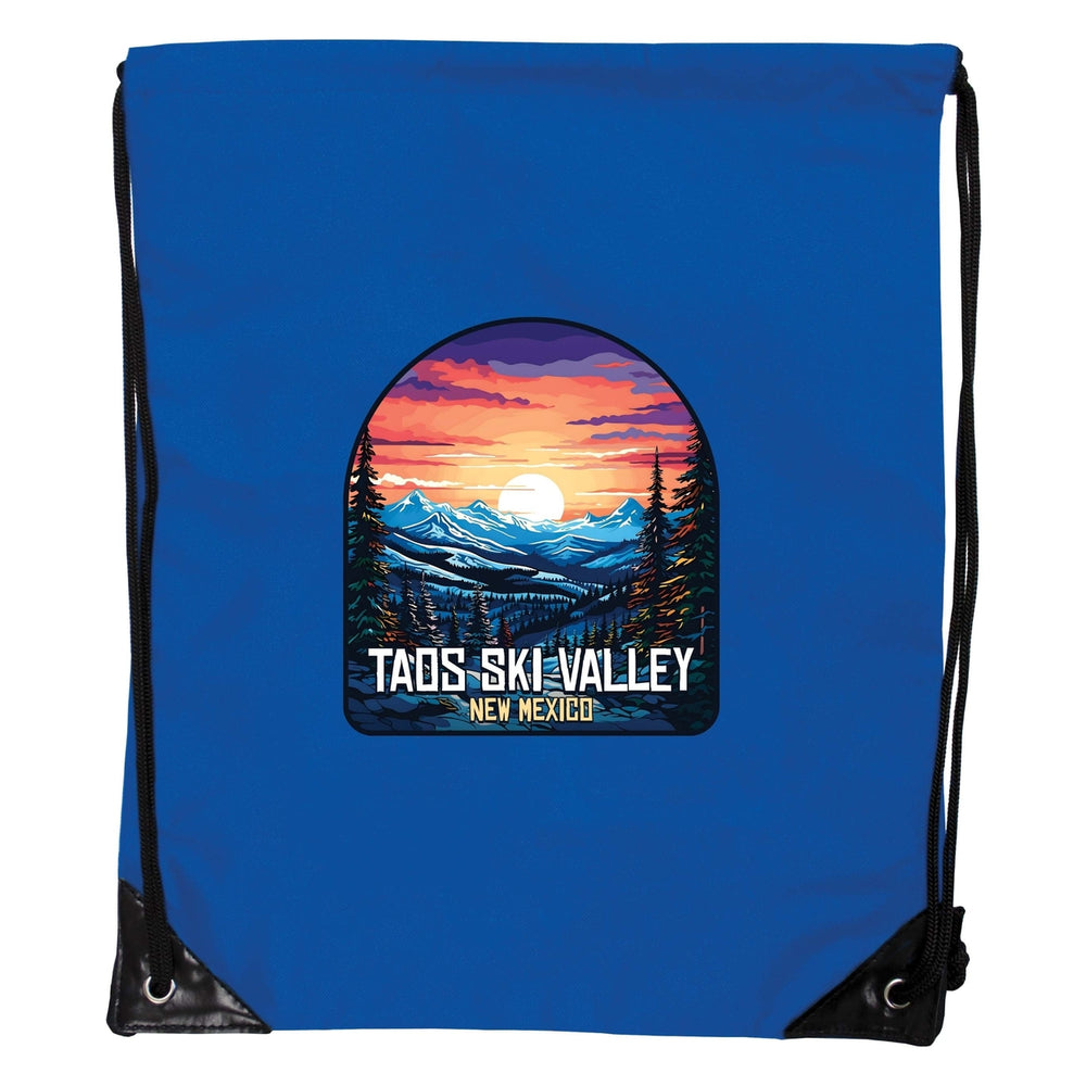 Taos Ski Valley Design B Souvenir Cinch Bag with Drawstring Backpack Image 2