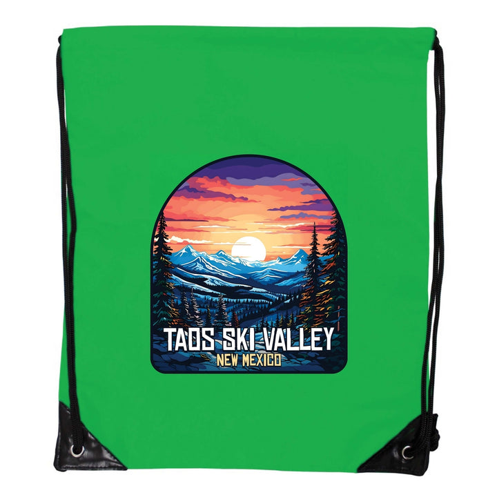 Taos Ski Valley Design B Souvenir Cinch Bag with Drawstring Backpack Image 3