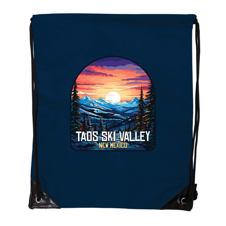 Taos Ski Valley Design B Souvenir Cinch Bag with Drawstring Backpack Image 4