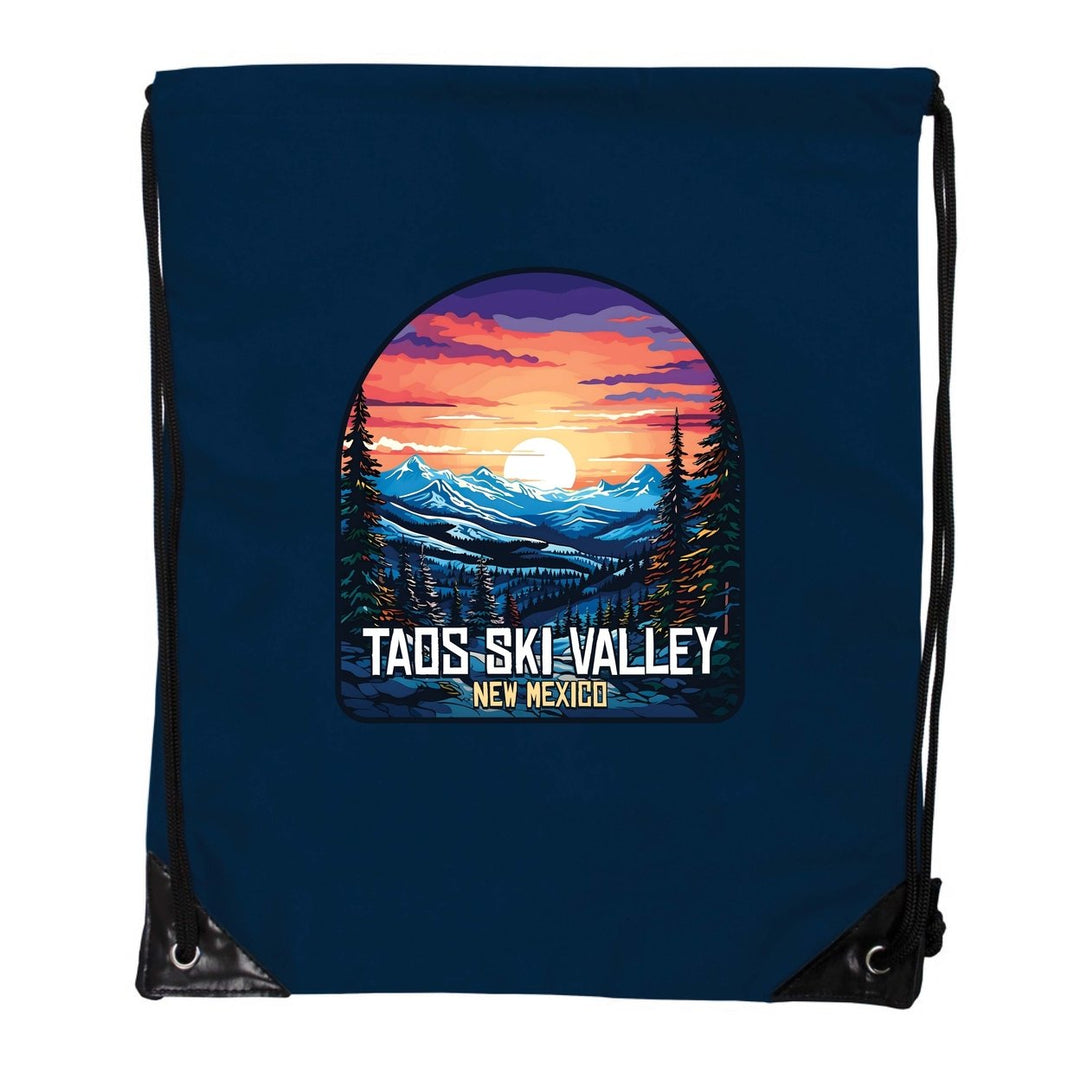 Taos Ski Valley Design B Souvenir Cinch Bag with Drawstring Backpack Image 1