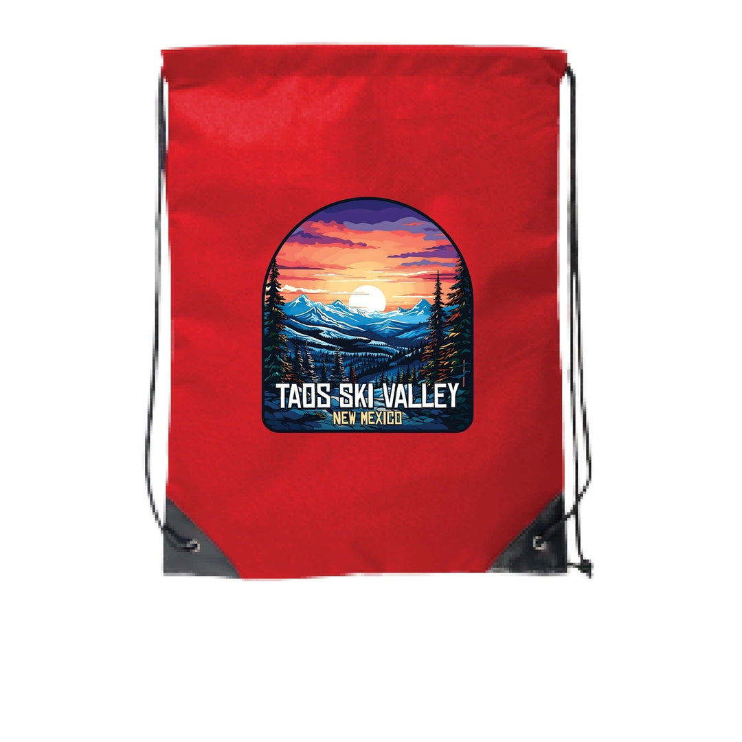 Taos Ski Valley Design B Souvenir Cinch Bag with Drawstring Backpack Image 4