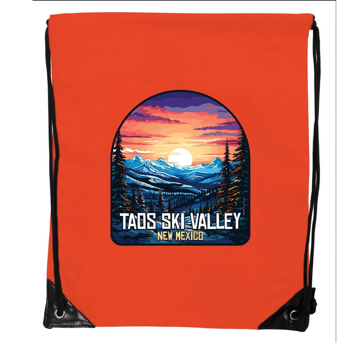 Taos Ski Valley Design B Souvenir Cinch Bag with Drawstring Backpack Image 6