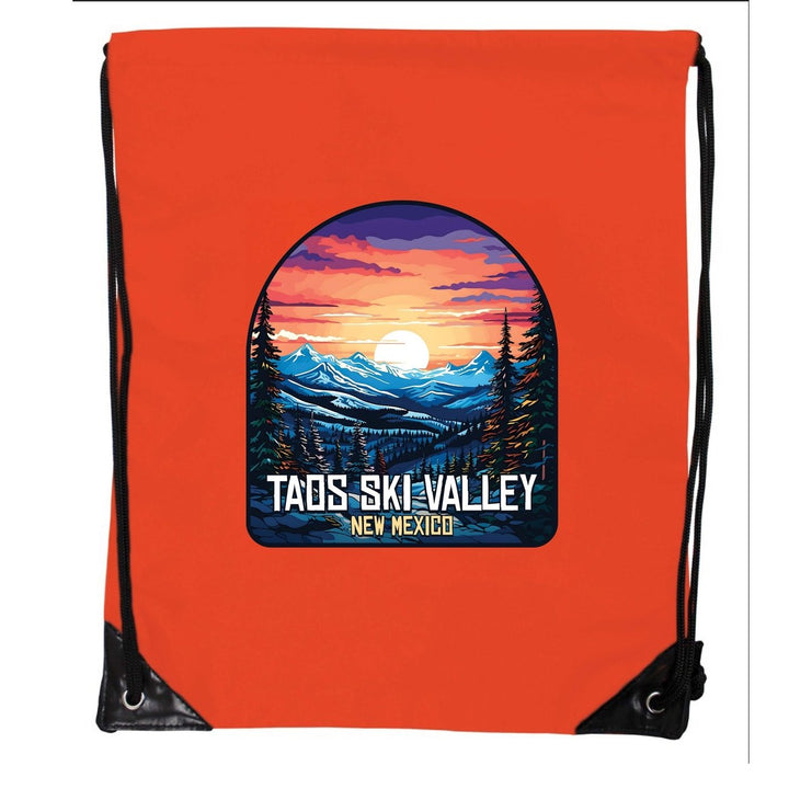 Taos Ski Valley Design B Souvenir Cinch Bag with Drawstring Backpack Image 1