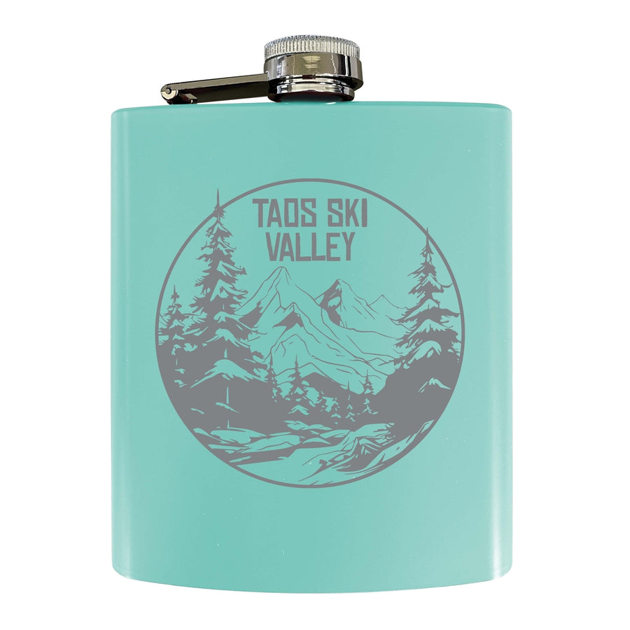 Taos Ski Valley Souvenir 7 oz Engraved Steel Flask Matte Finish Image 1