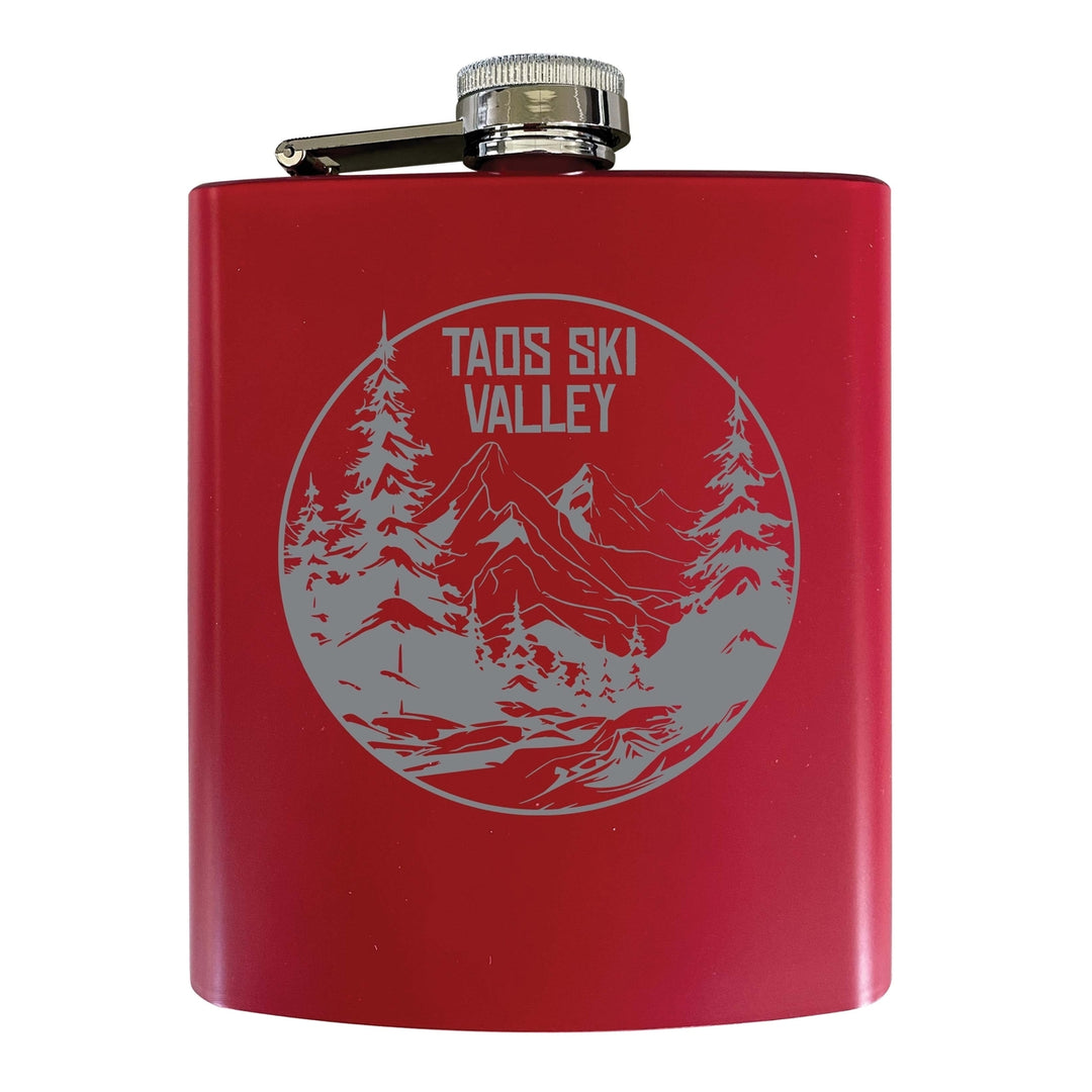 Taos Ski Valley Souvenir 7 oz Engraved Steel Flask Matte Finish Image 2