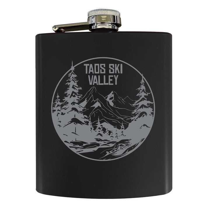 Taos Ski Valley Souvenir 7 oz Engraved Steel Flask Matte Finish Image 1