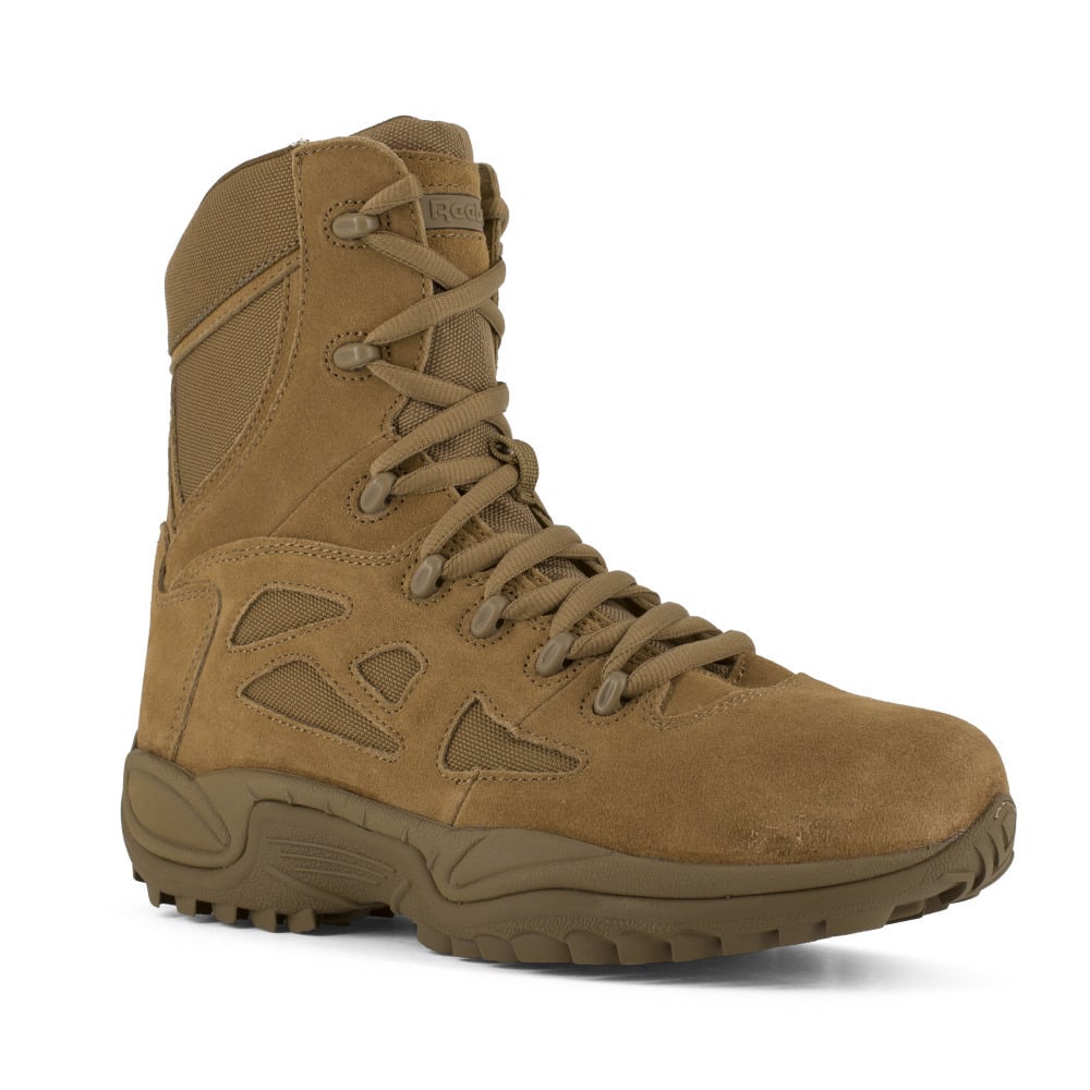 Reebok Mens 8" Stealth Boot Soft Toe Coyote RB8977 Side Zipper Electrical Hazard Image 1