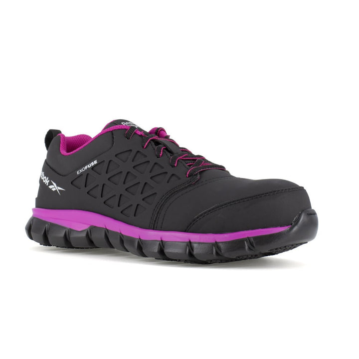 Reebok Womens Sublite Cushion Composite Toe Athletic Work Shoe Black Pink RB491 Image 1