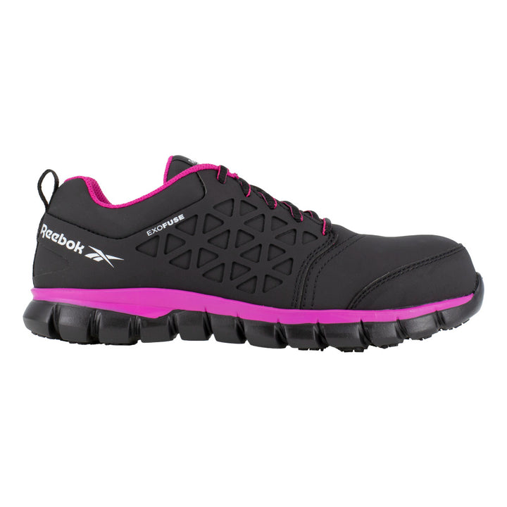 Reebok Womens Sublite Cushion Composite Toe Athletic Work Shoe Black Pink RB491 Image 2