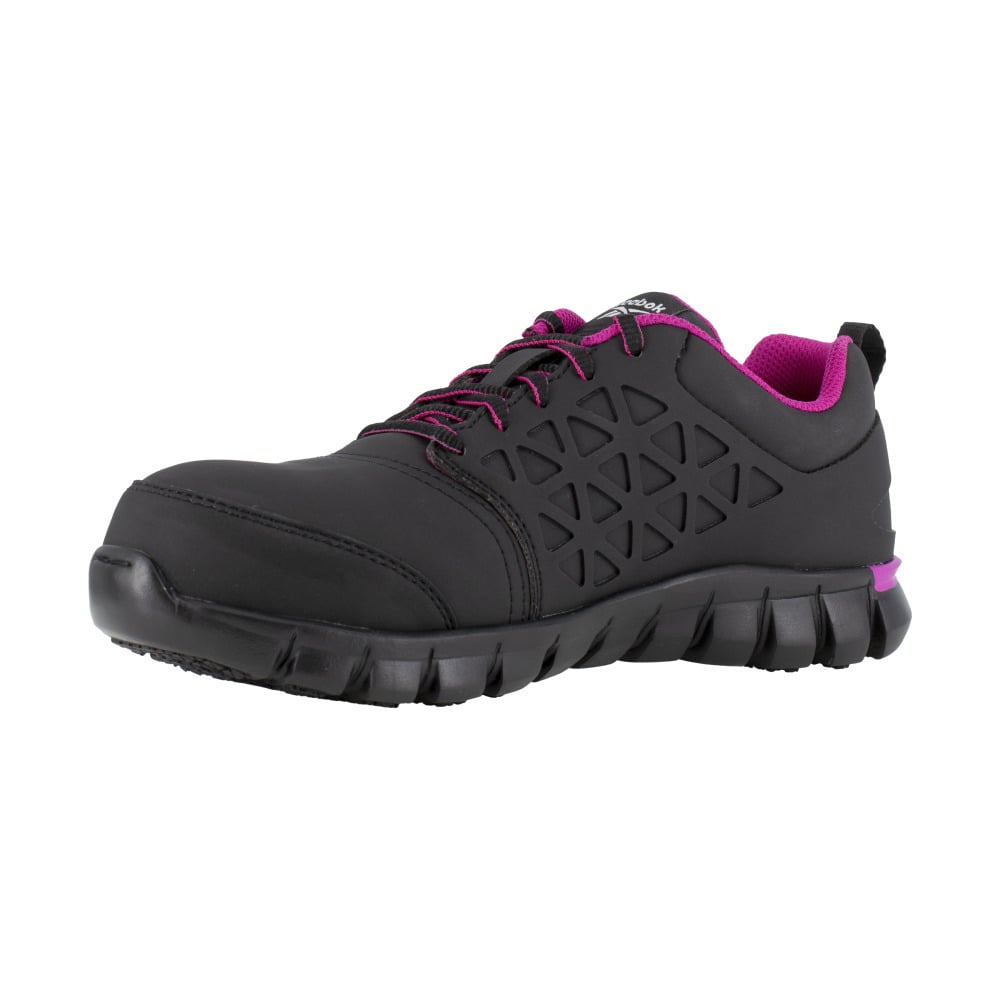 Reebok Womens Sublite Cushion Composite Toe Athletic Work Shoe Black Pink RB491 Image 3