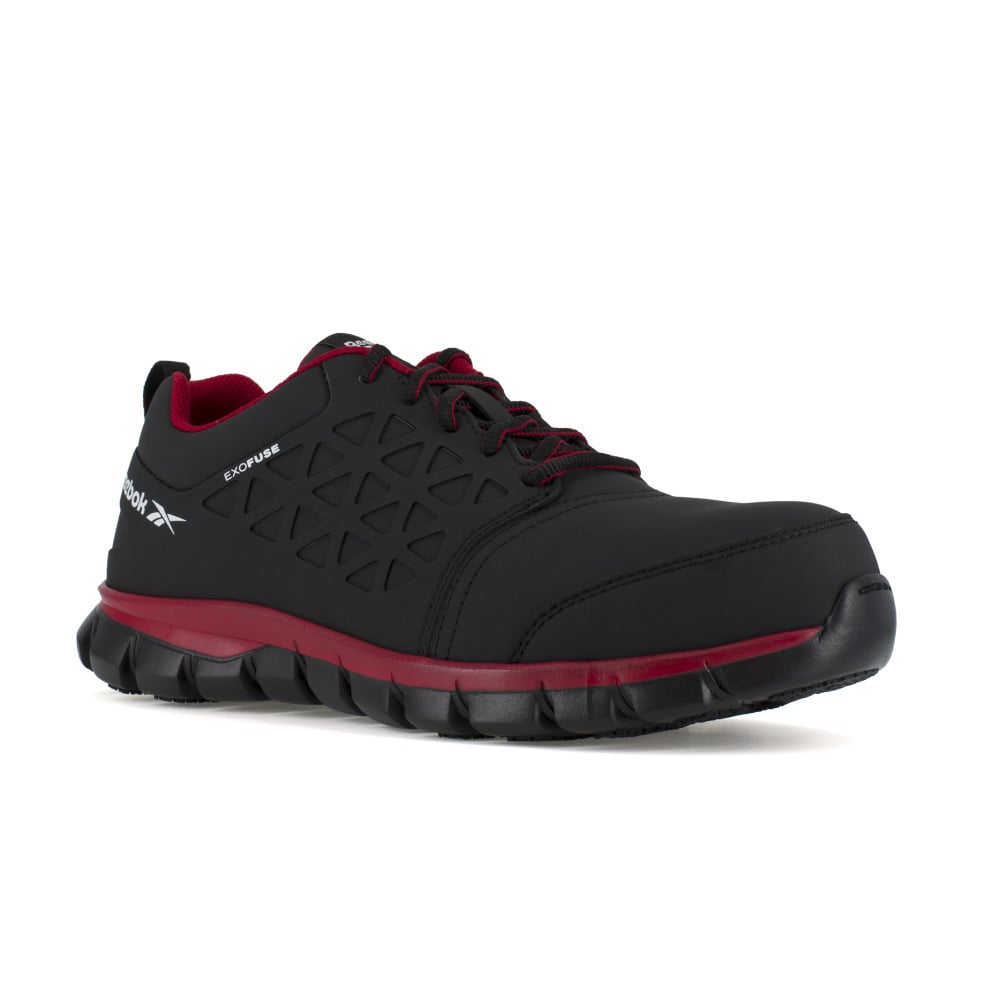 Reebok Sublite Cushion Composite Toe ESD Work Shoe Black Red RB4058 Size Available Image 1