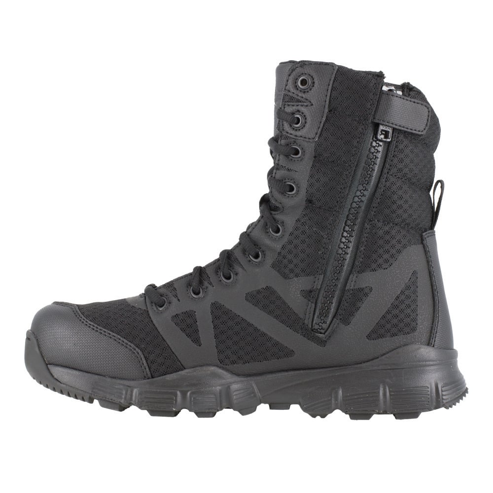 Reebok Mens 8" Dauntless Soft Toe Tactical Boot Black RB8720 Lightweight Zipper Image 4