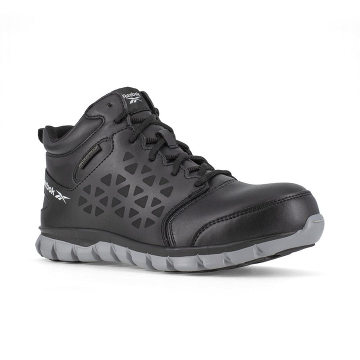 Reebok Mens Sublite Cushion Waterproof Athletic Mid Cut Work Shoe RB4144 Black Grey Image 1