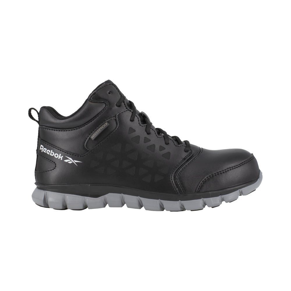 Reebok Mens Sublite Cushion Waterproof Athletic Mid Cut Work Shoe RB4144 Black Grey Image 2