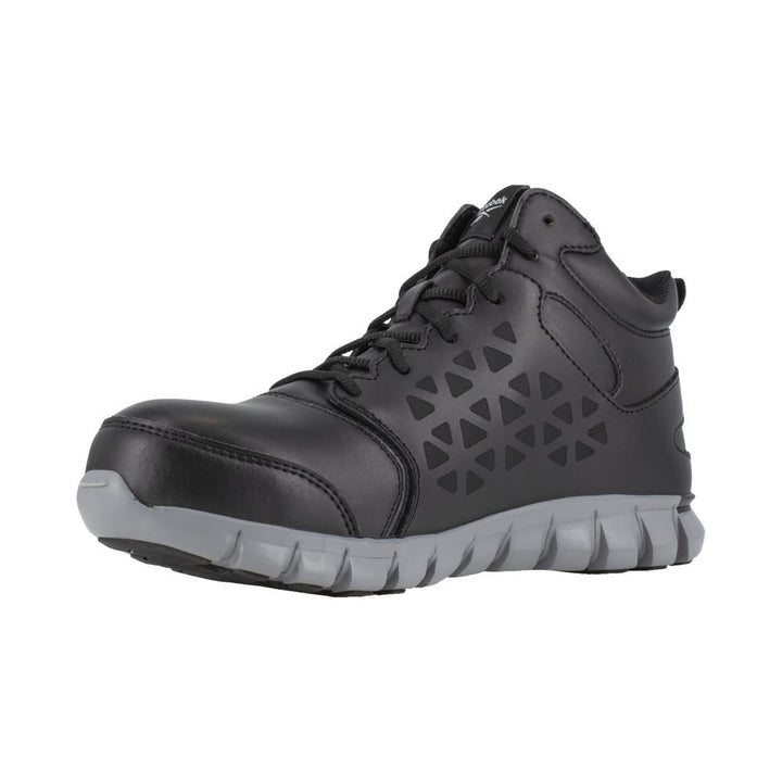 Reebok Mens Sublite Cushion Waterproof Athletic Mid Cut Work Shoe RB4144 Black Grey Image 3