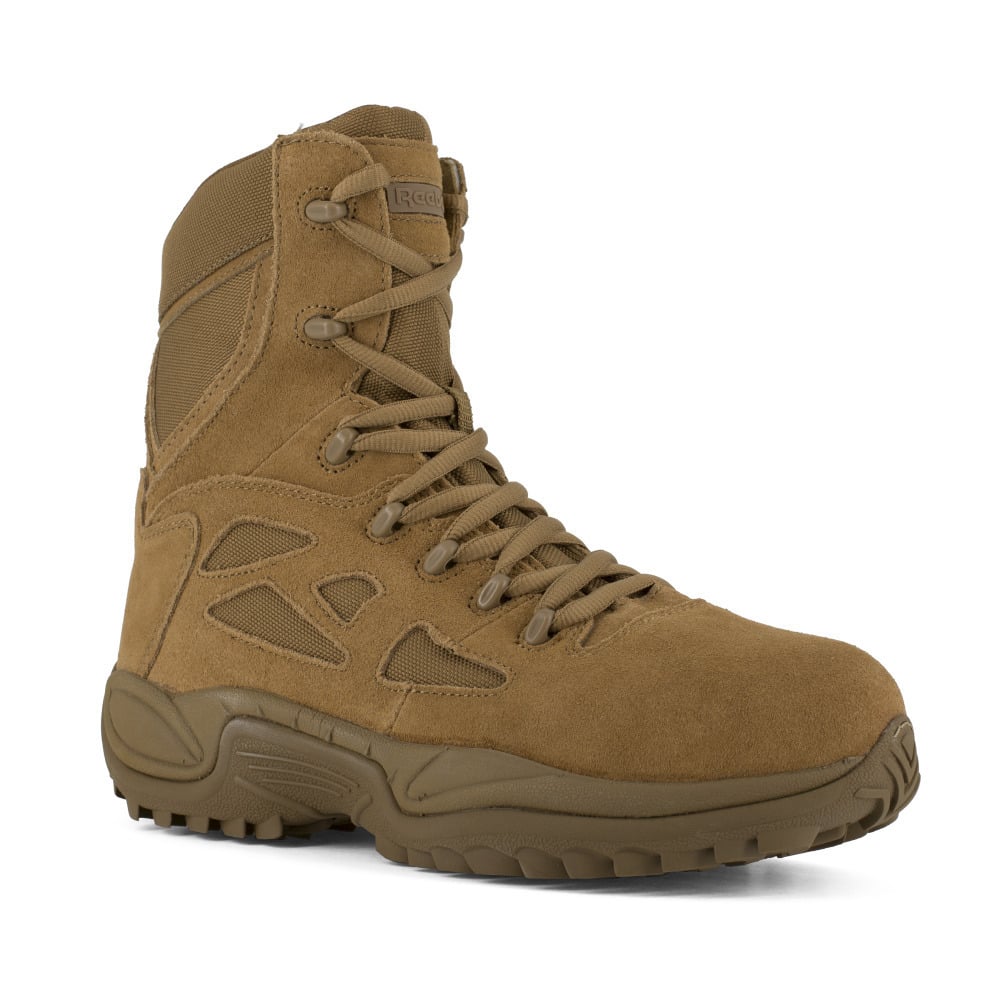 Reebok Womens 8" Tactical Boots Coyote Composite Toe Side Zipper RB885 Image 1