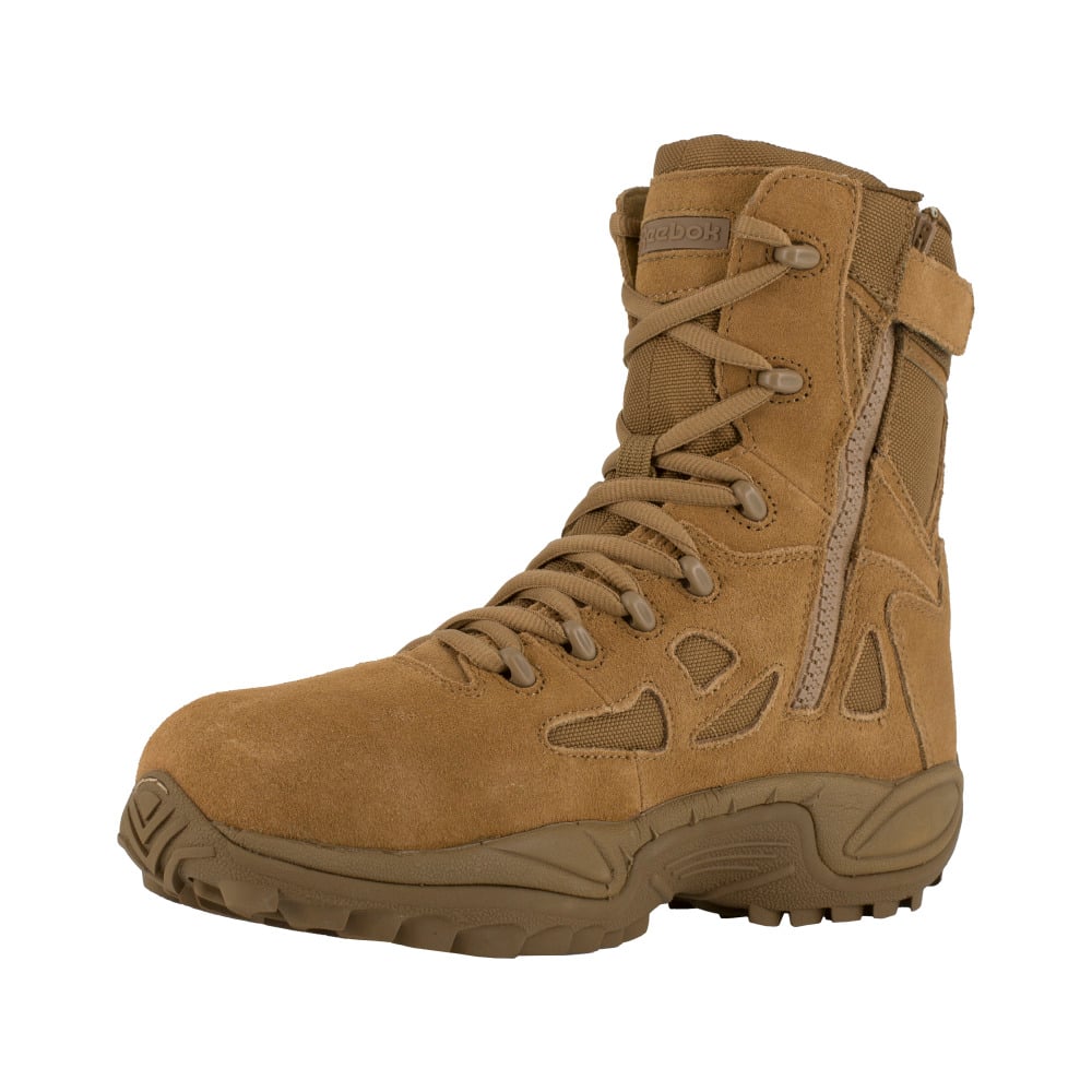 Reebok Womens 8" Tactical Boots Coyote Composite Toe Side Zipper RB885 Image 3