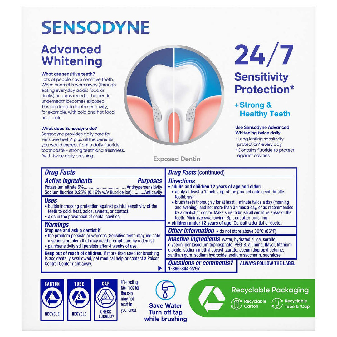 Sensodyne Advanced Whitening Toothpaste 6.5 Ounce (4 Count) Image 3