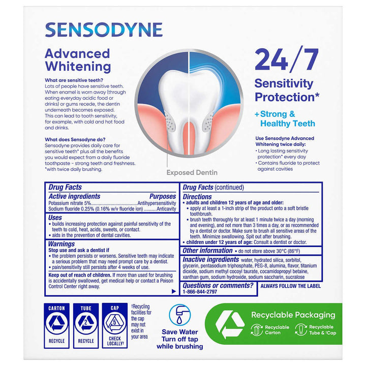 Sensodyne Advanced Whitening Toothpaste 6.5 Ounce (4 Count) Image 3