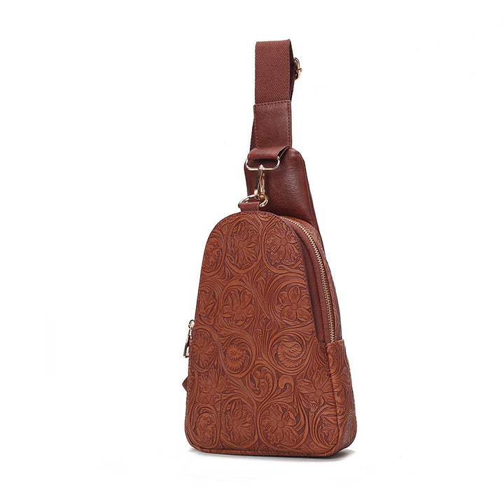 MKF Collection Millie Sling Bag Vegan Leather Flower Embossed Women Backpack bag by Mia K Image 3