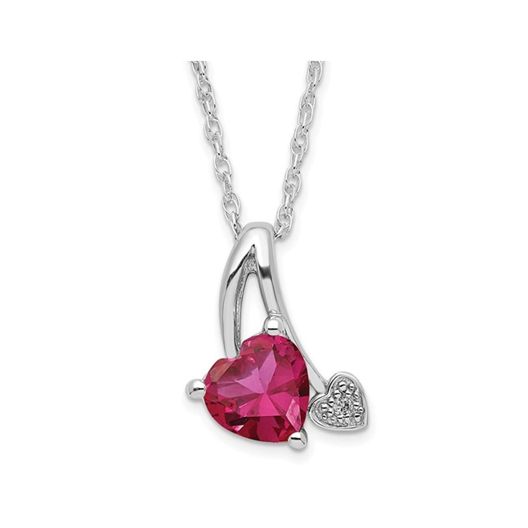 1.50 Carat (ctw) Lab-Created Ruby Heart Pendant Necklace in Sterling Silver with Chain Image 1