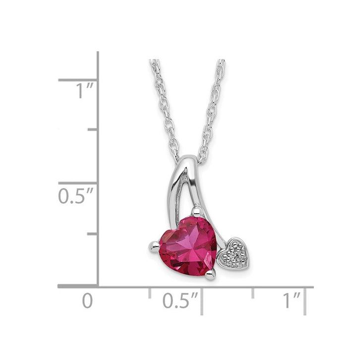 1.50 Carat (ctw) Lab-Created Ruby Heart Pendant Necklace in Sterling Silver with Chain Image 3