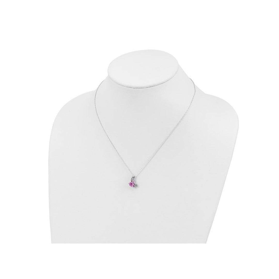 1.50 Carat (ctw) Lab-Created Ruby Heart Pendant Necklace in Sterling Silver with Chain Image 4