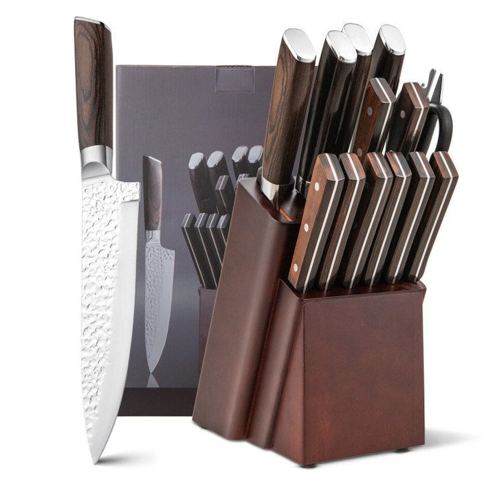 15 Pieces Stainless Steel Knife Block Set with Ergonomic Handle Image 2