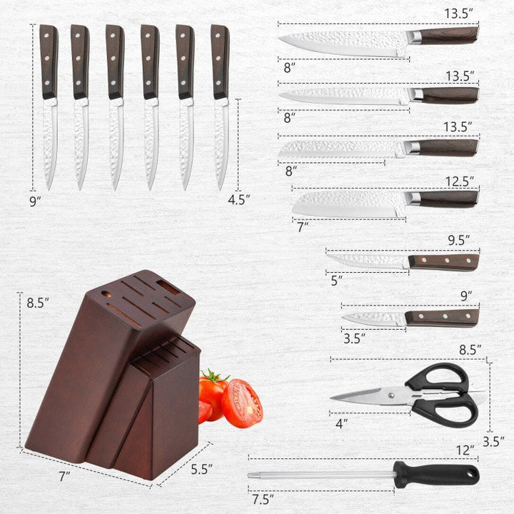 15 Pieces Stainless Steel Knife Block Set with Ergonomic Handle Image 4