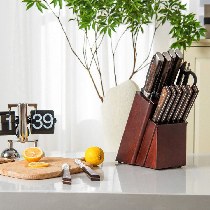 15 Pieces Stainless Steel Knife Block Set with Ergonomic Handle Image 9