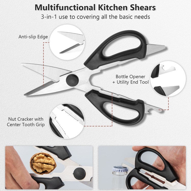 15 Pieces Stainless Steel Knife Block Set with Ergonomic Handle Image 10