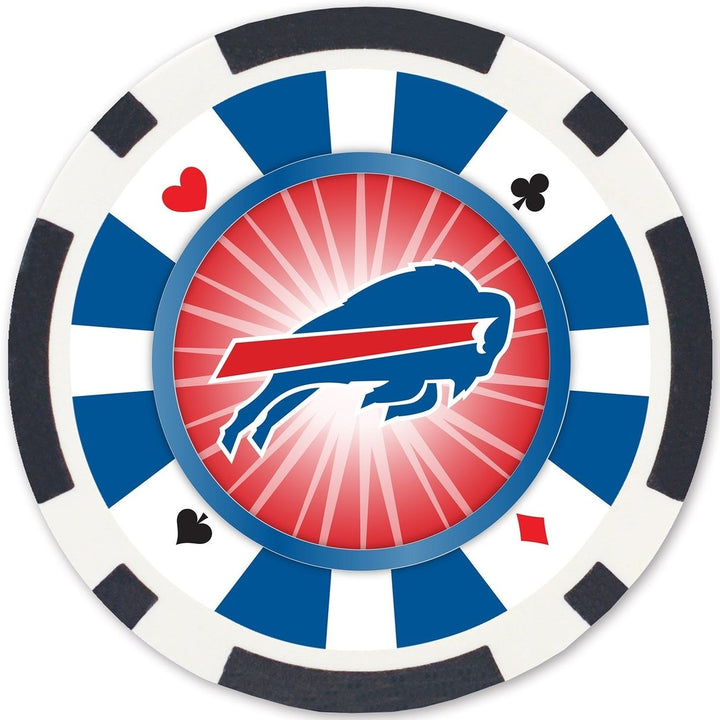 Buffalo Bills 100 Piece Casino Style Poker Chips NFL Team Cards Game Set Image 3