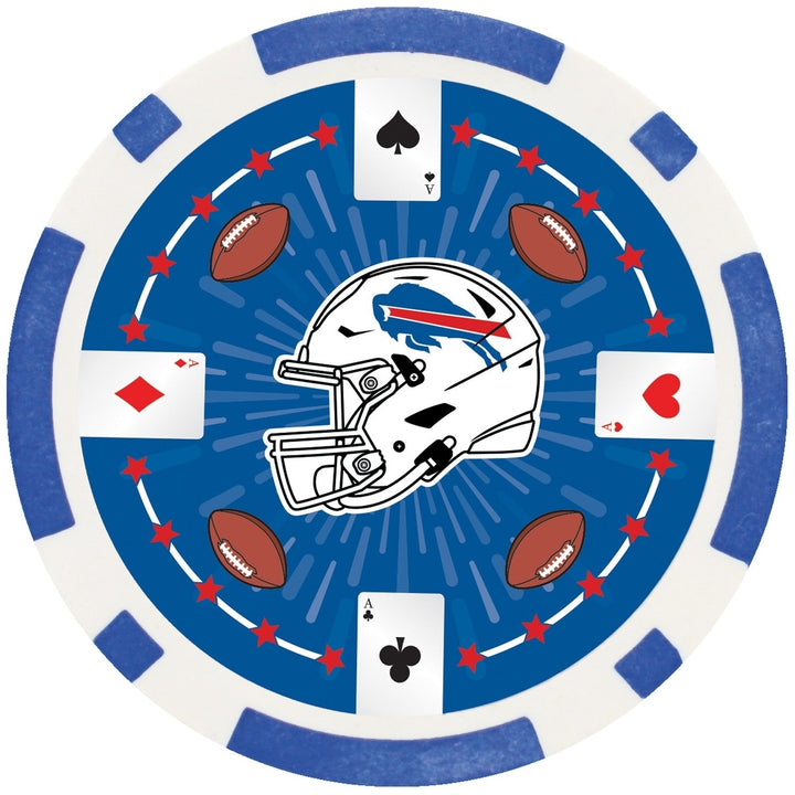 Buffalo Bills 100 Piece Casino Style Poker Chips NFL Team Cards Game Set Image 4