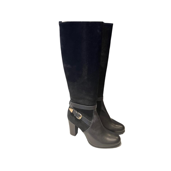 Suede Knee High Boots 524 Cordani black leather/suede 7 US Western Cut Image 1