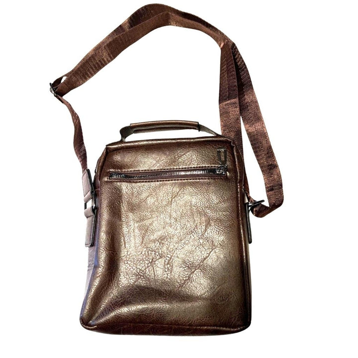 WEIXIER Cross Body Bag Mens Shoulder Bag Vintage Leather Vertical Hand Bag Image 4