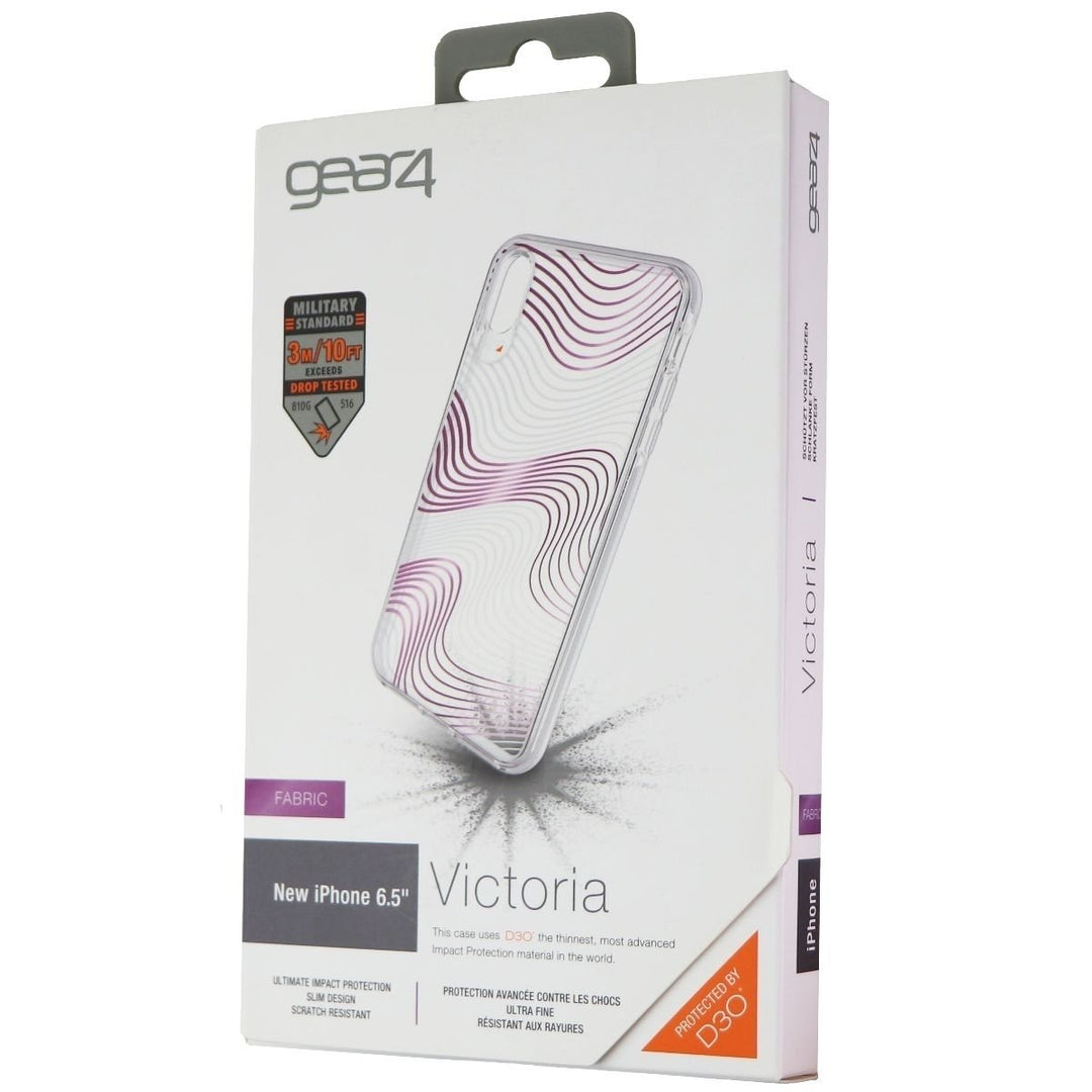 Gear4 Victoria Case for Apple iPhone Xs Max - Clear / Purple Fabric Waves Image 1