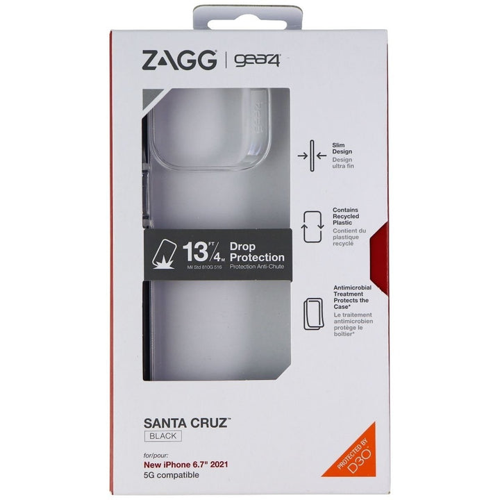 ZAGG Gear4 Santa Cruz Series Case for Apple iPhone 13 Pro Max - Clear/Black Image 4