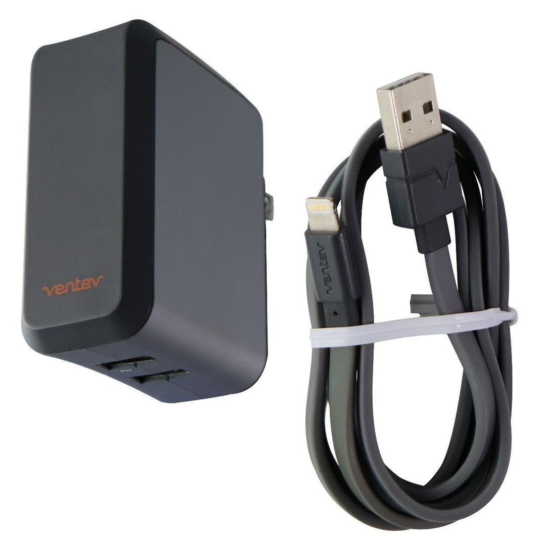 Ventev (504858) 12W 5V/2.4A 3.3Ft Wall Charger and Cable for Dual USB Devices-Gray Image 1