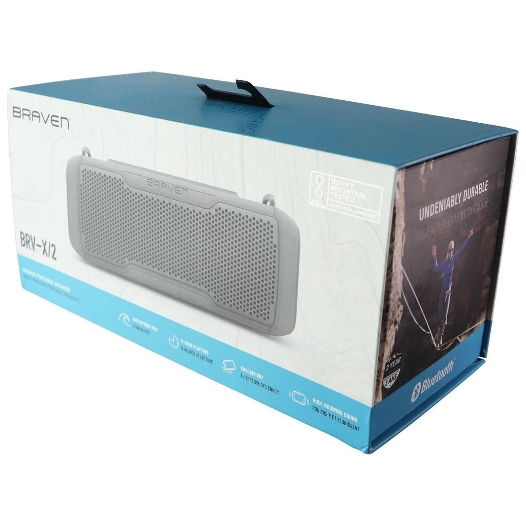 Braven BRV- X/2 - Wireless Bluetooth Rugged Portable Waterproof Speaker - Gray Image 1