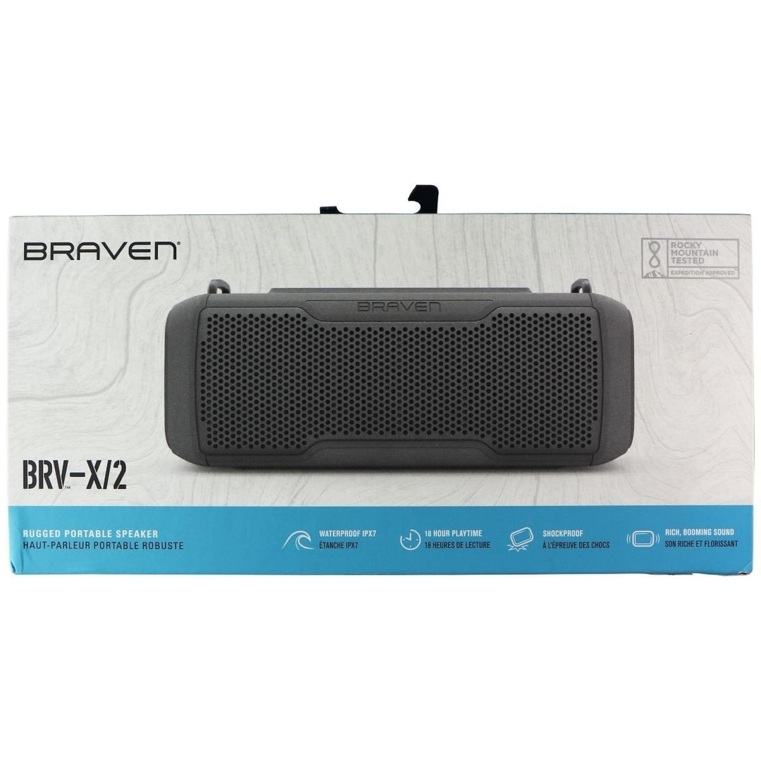 Braven BRV- X/2 - Wireless Bluetooth Rugged Portable Waterproof Speaker - Gray Image 2