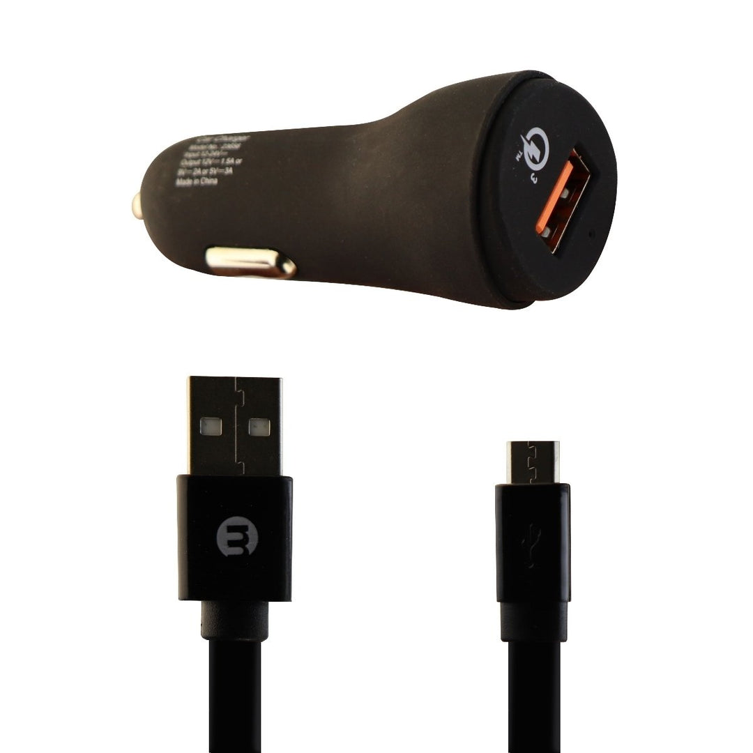 mWorks mPower Car Charger With Micro USB Cable Sync Cable Pack - Black Image 1