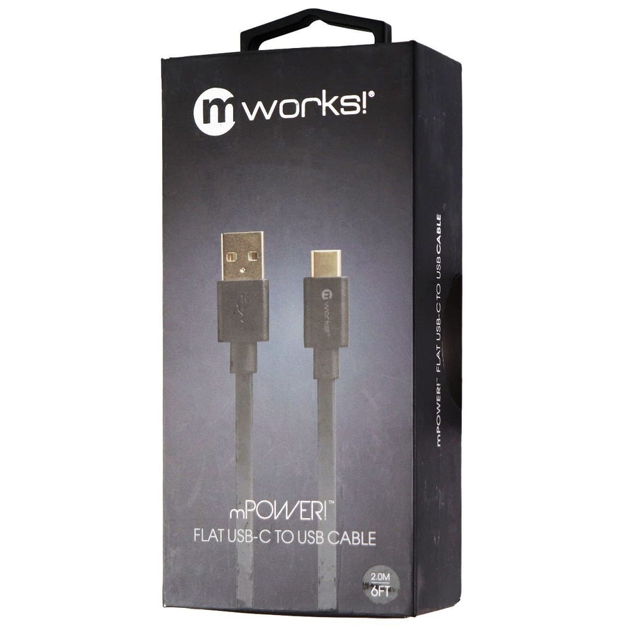 mWorks! mPower! 6-Foot (USB-C) to USB Flat Tangle-Free Cable - Black Image 1