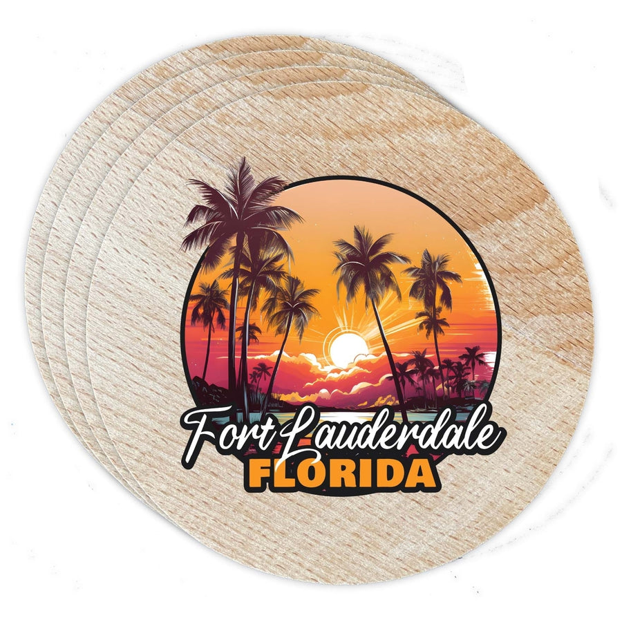 Fort Lauderdale Florida Design A Souvenir Coaster Wooden 3.5 x 3.5-Inch 4 Pack Image 1