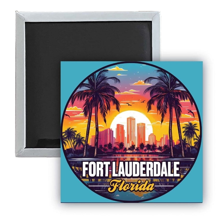 Fort Lauderdale Florida Design B Souvenir 2.5 x 2.5-Inch Fridge Magnet Image 1