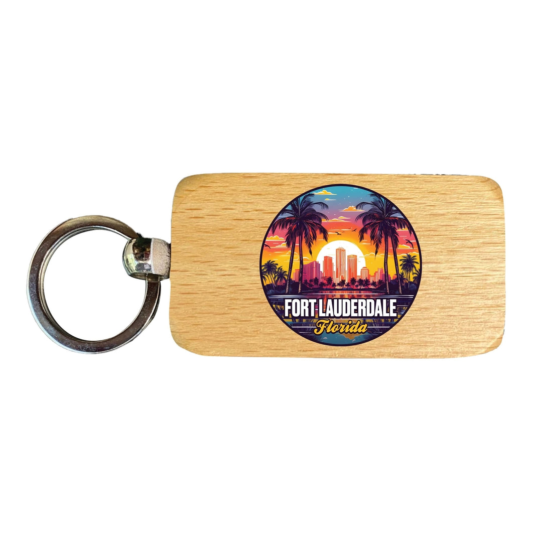 Fort Lauderdale Florida Design B Souvenir 2.5x1-Inch Souvenir Wooden Keychain Image 1