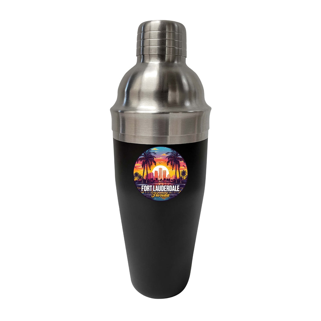 Fort Lauderdale Florida Design B Souvenir 24 oz Stainless Steel Cocktail Shaker Black Image 1