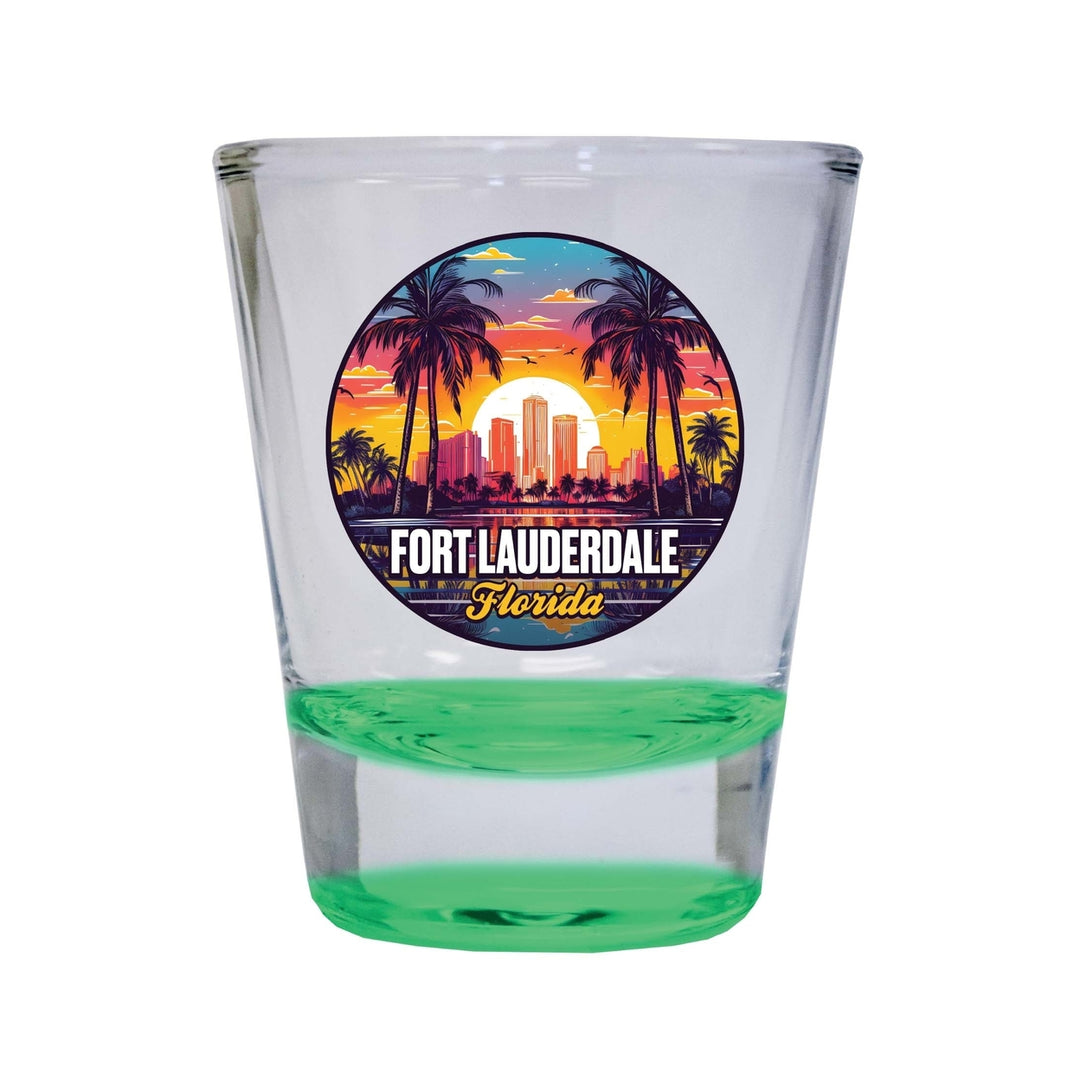 Fort Lauderdale Florida Design B Souvenir 2 Ounce Shot Glass Round Image 3